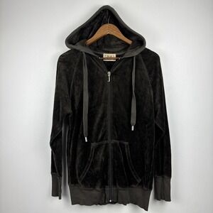 Vintage Juicy Couture Track Jacket Women's Medium‎ Brown Hood Fullzip USA Y2K